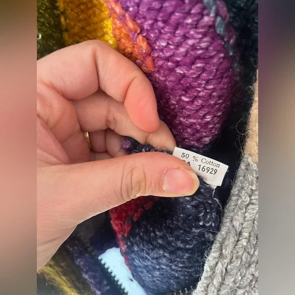 Handknit in Ecuador  Patchwork Knit cardigan - Picture 5 of 5